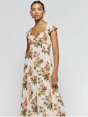 Reformation Cream Floral Maxi Dress